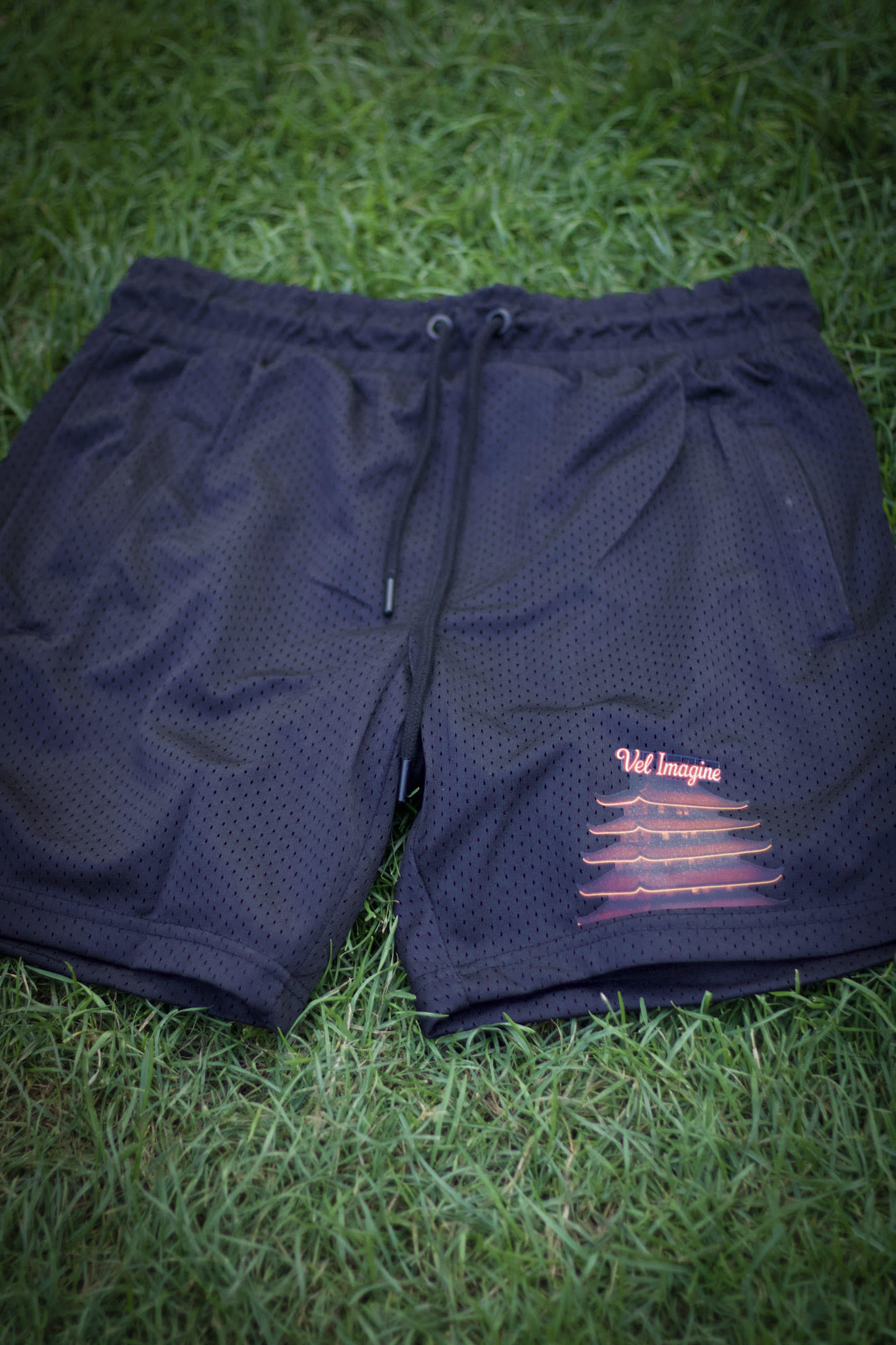 VEL Imagine Pagoda Shorts – Streetwear Graphic Athletic Shorts