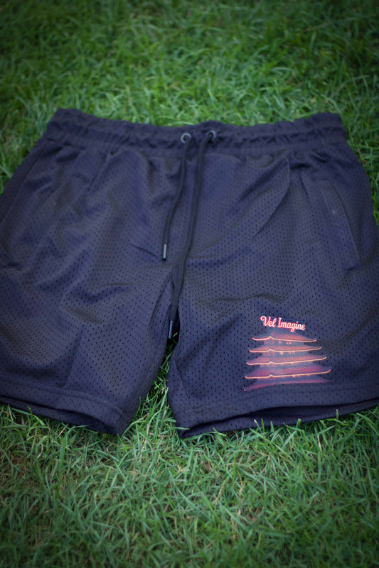 VEL Imagine Pagoda Shorts – Streetwear Graphic Athletic Shorts